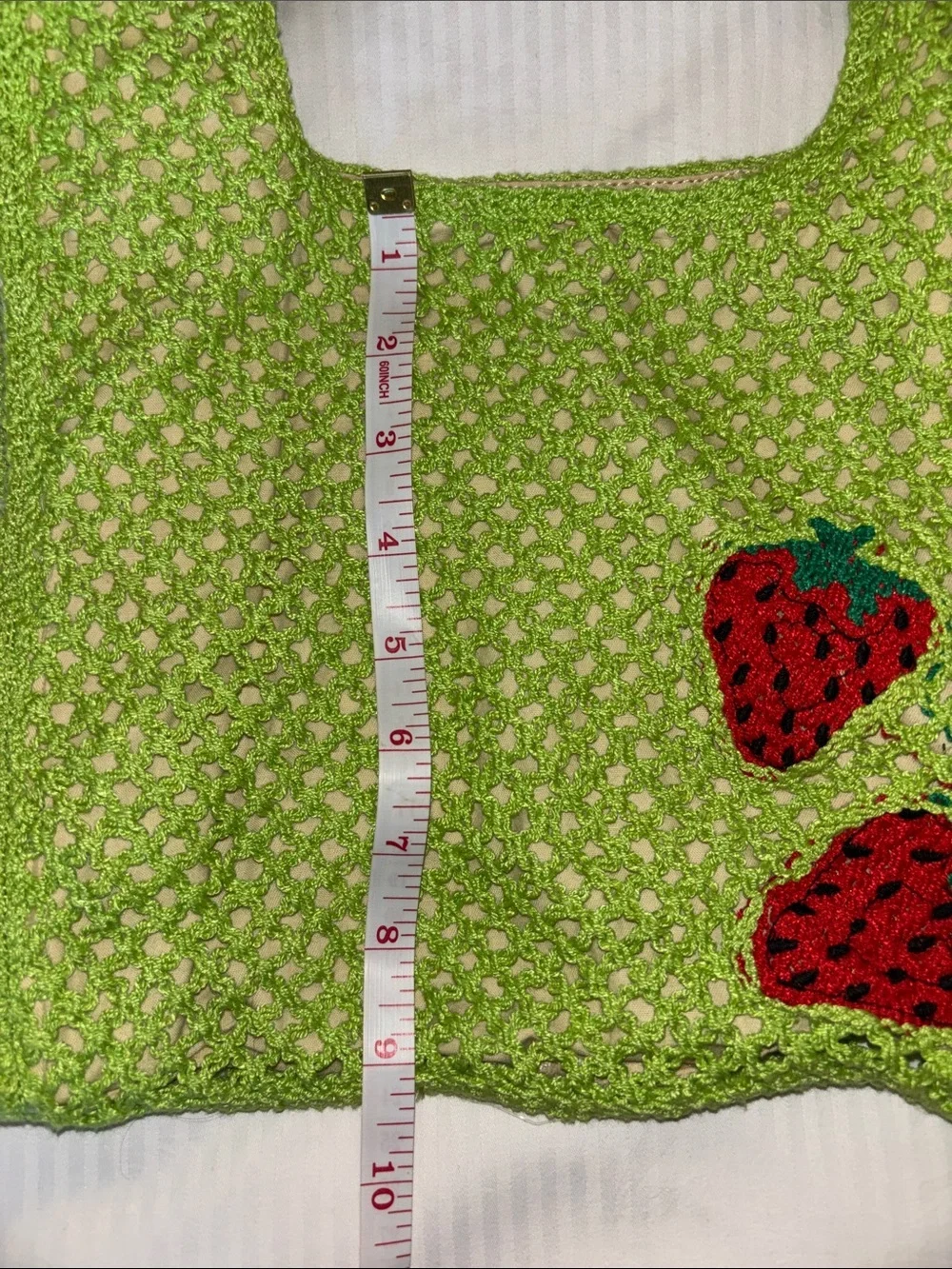 wild fable Green Crochet Strawberry Tote
